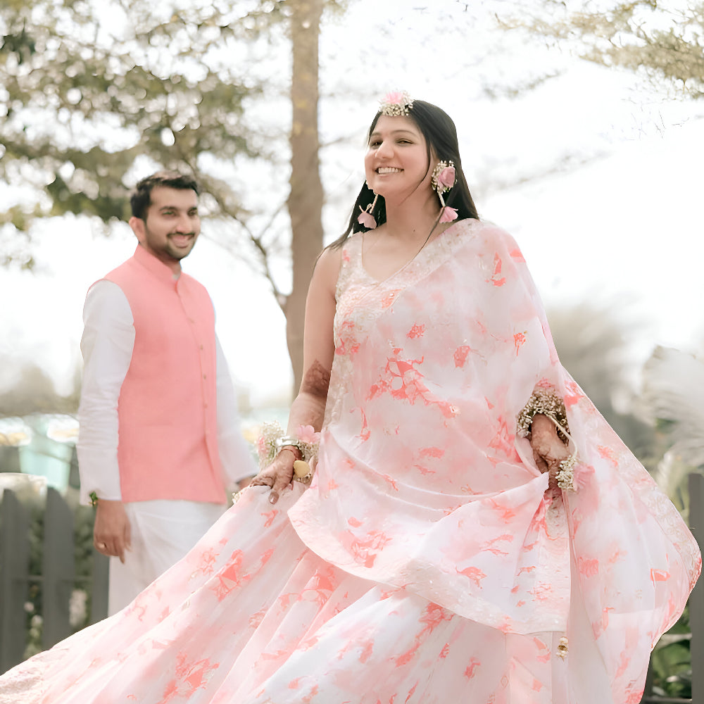 Elegant bridal entry chadar for Roka ceremony with traditional handcrafted wedding design